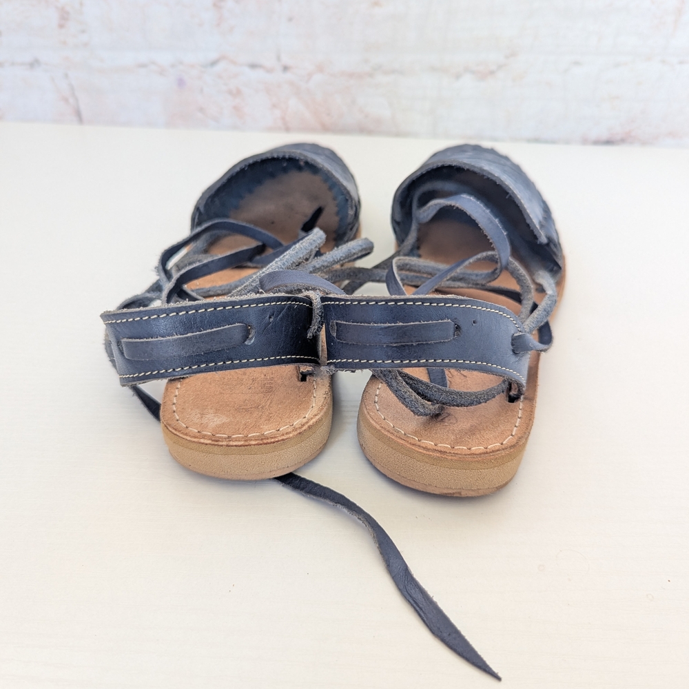 Alex Floral Embossed Navy Leather Sandals - Picture 5 of 9